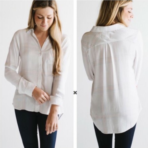 Rails Tops - Rails hunter plaid shirt in ivory/sherbert